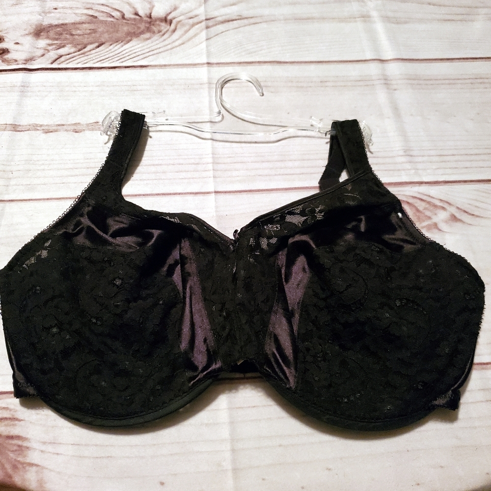Wacoal Slimline TM Full support sati & lace minimizer BLACK Bra 85150 36DDD